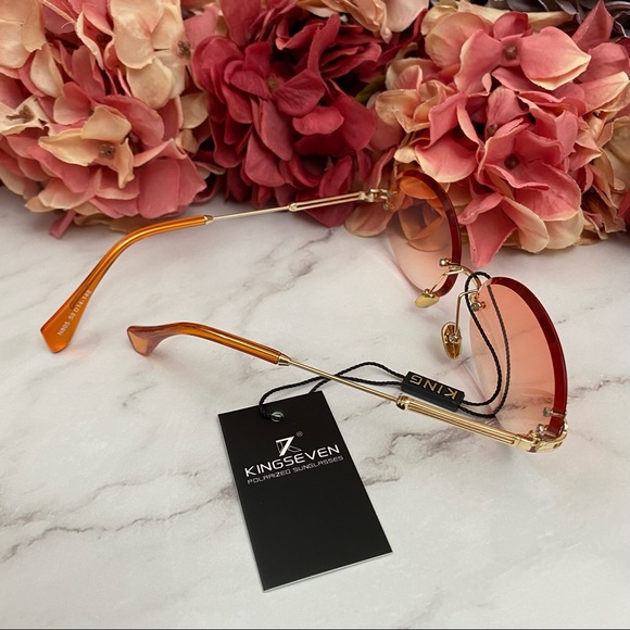 KINGSEVEN Retro Orange Rimless Gradient Sunglasses - Picture 14 of 16